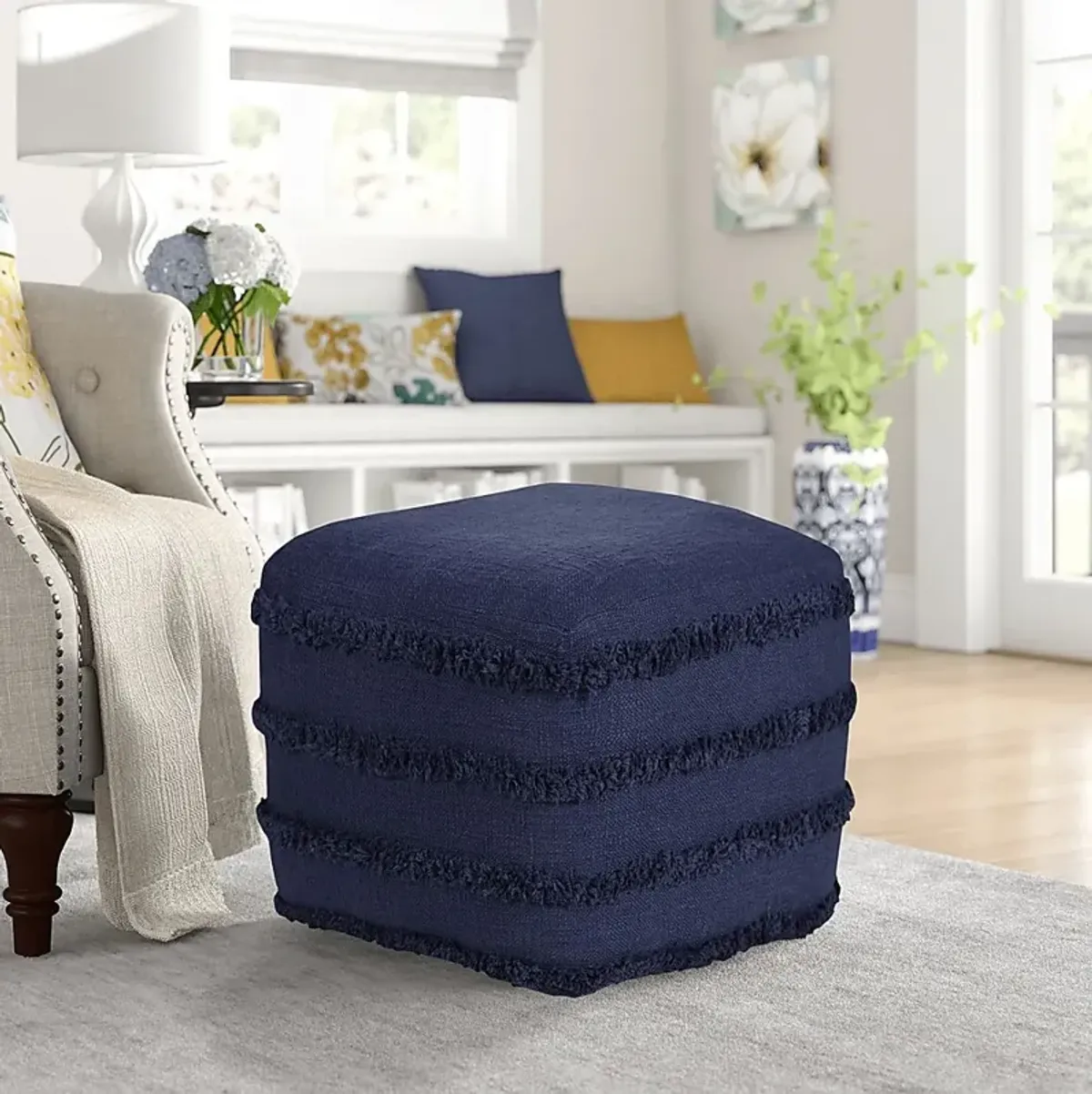 Elizeno II Blue Pouf