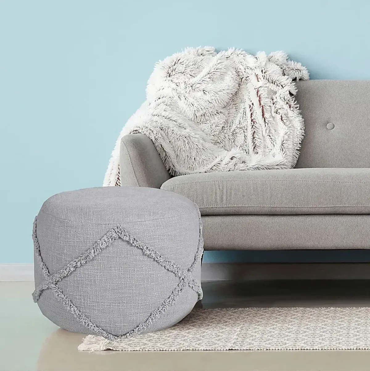 Elizeno I Gray Pouf