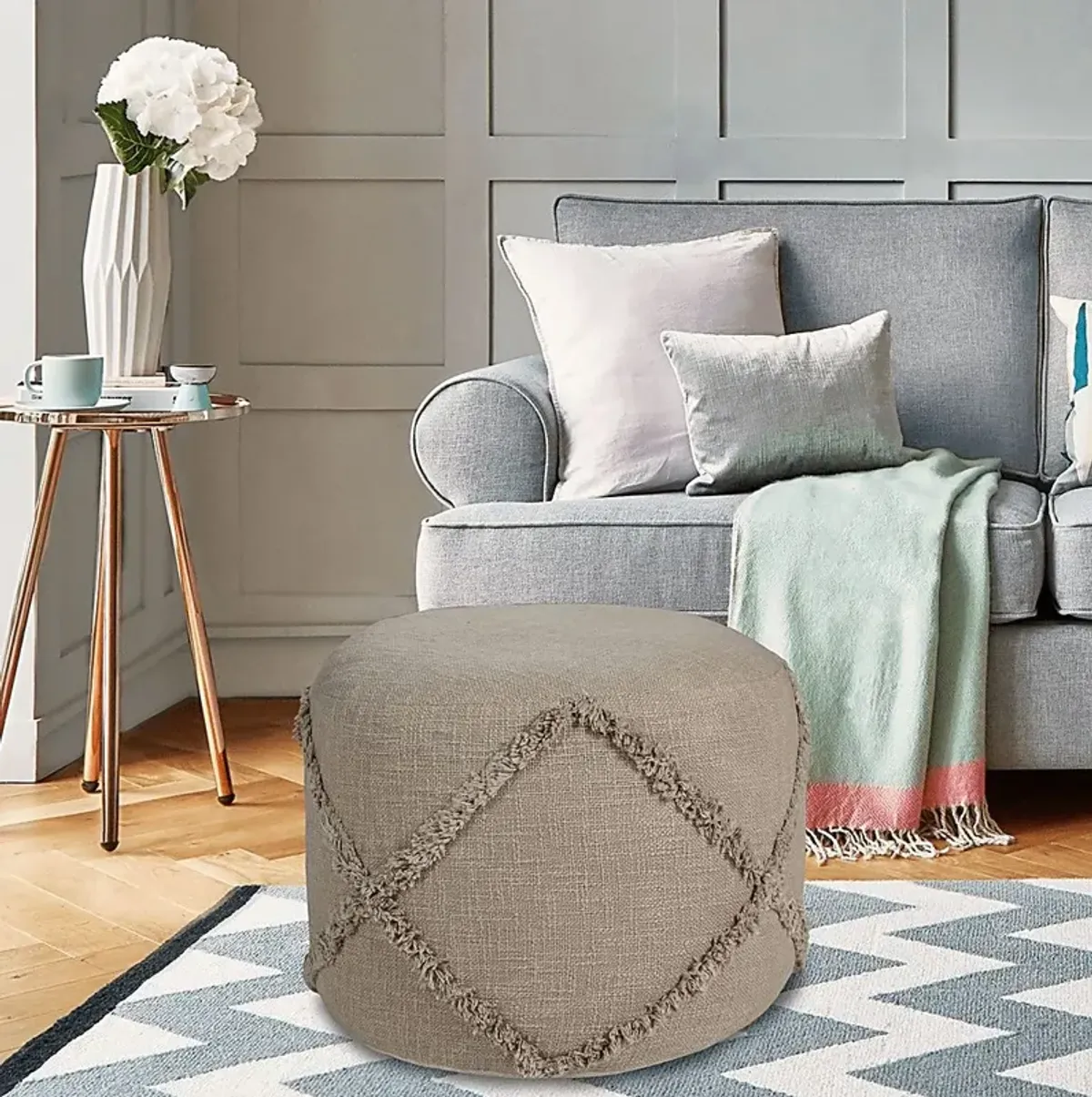 Elizeno I Light Brown Pouf