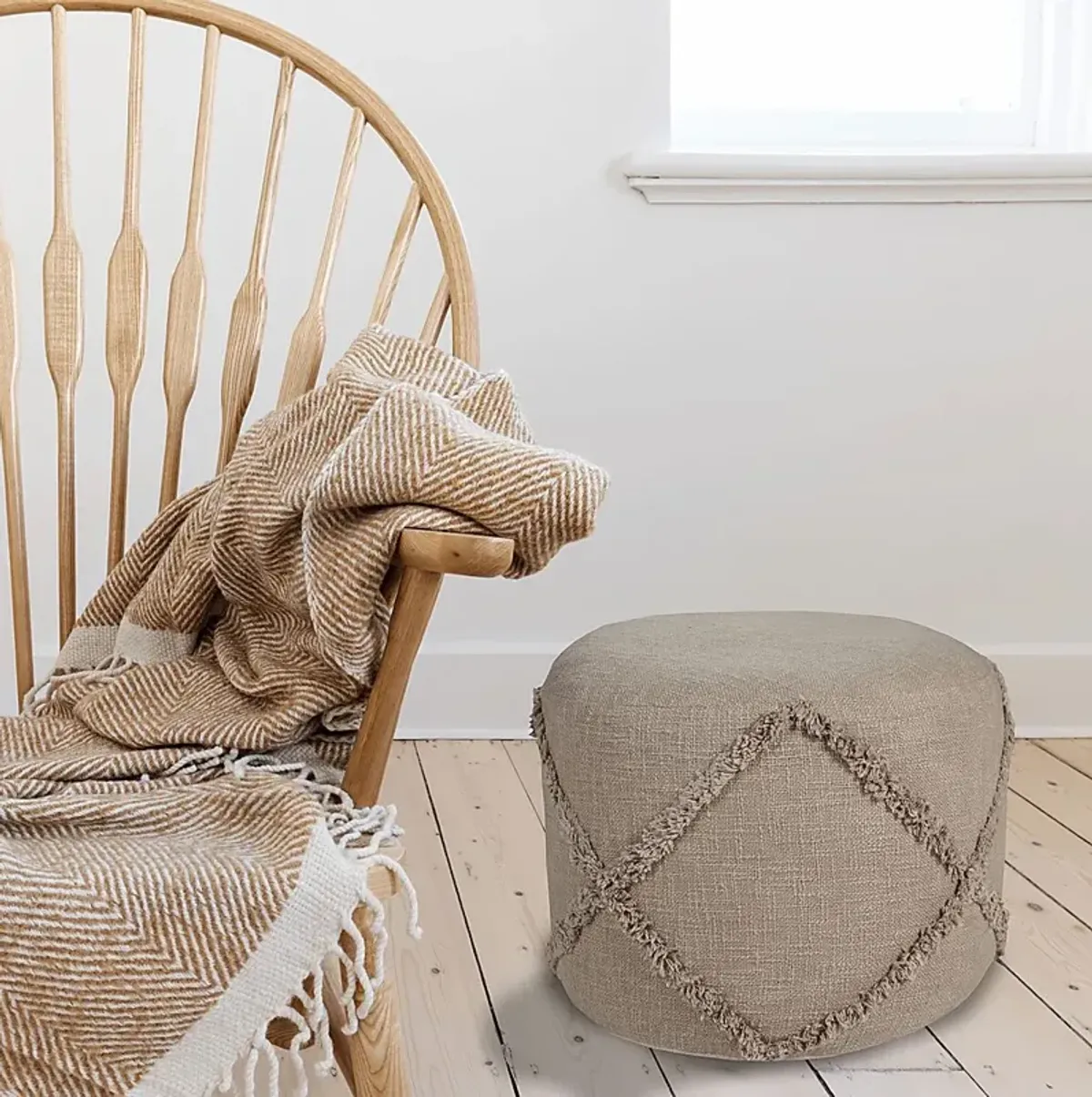 Elizeno I Light Brown Pouf