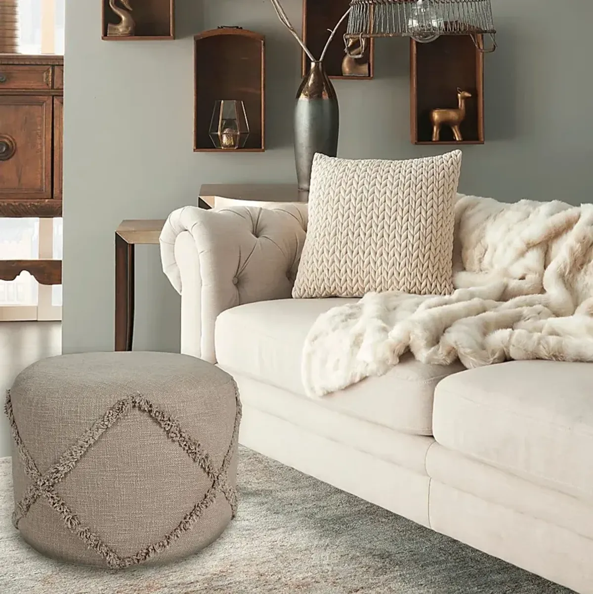 Elizeno I Light Brown Pouf