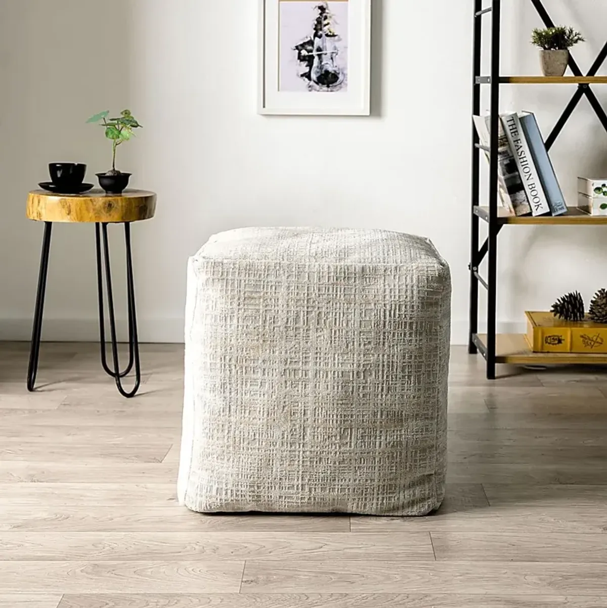 Lucilan Beige Pouf