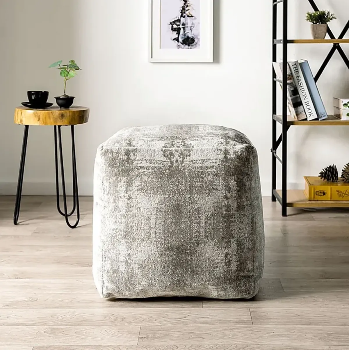 Natalina Light Gray Pouf