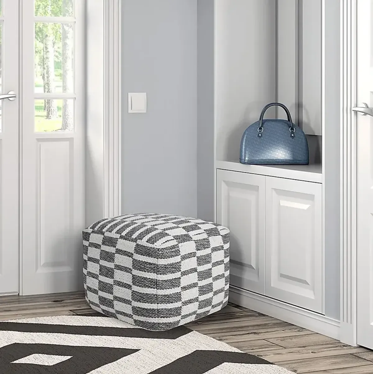 Melorna Gray Pouf