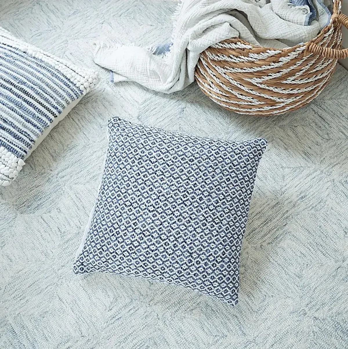 Antimo Blue Throw Pillow