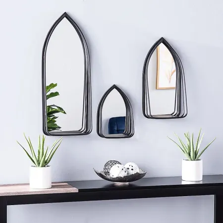 Dundridge Black Mirror with Shelf, Set of 3