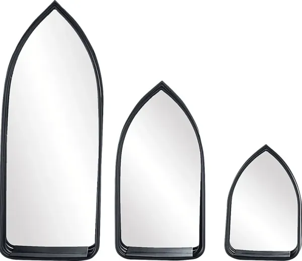 Dundridge Black Mirror with Shelf, Set of 3