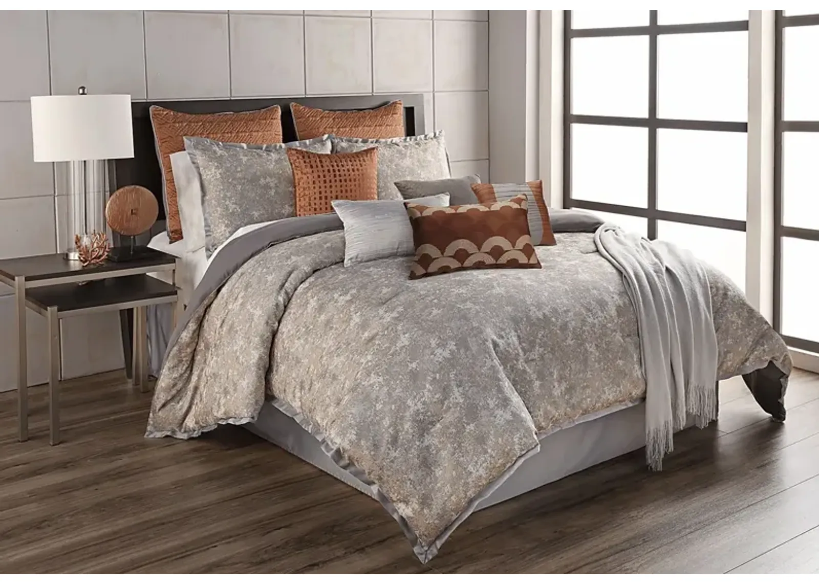 Liyana Gray 12 Pc King Comforter Set