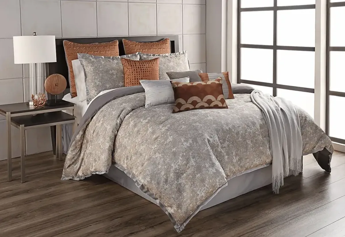 Liyana Gray 12 Pc King Comforter Set