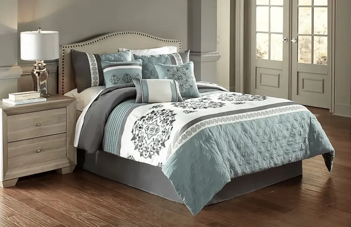 Aldea Blue 7 Pc King Comforter Set