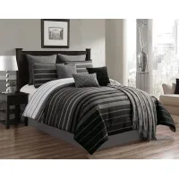 Lyndee Black 10 Pc Queen Comforter Set