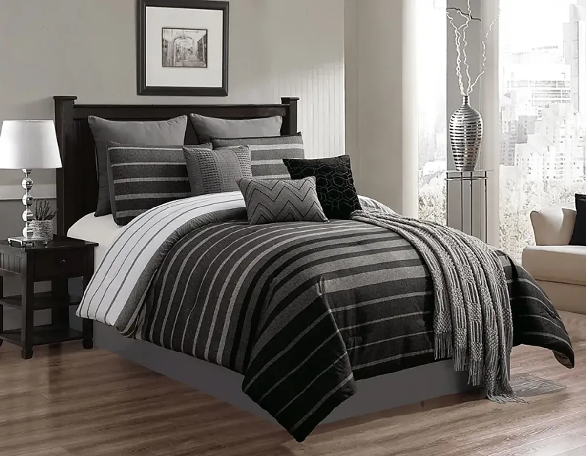 Lyndee Black 10 Pc Queen Comforter Set