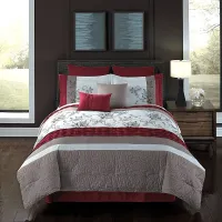 Mahaley Red 8 Pc Queen Comforter Set