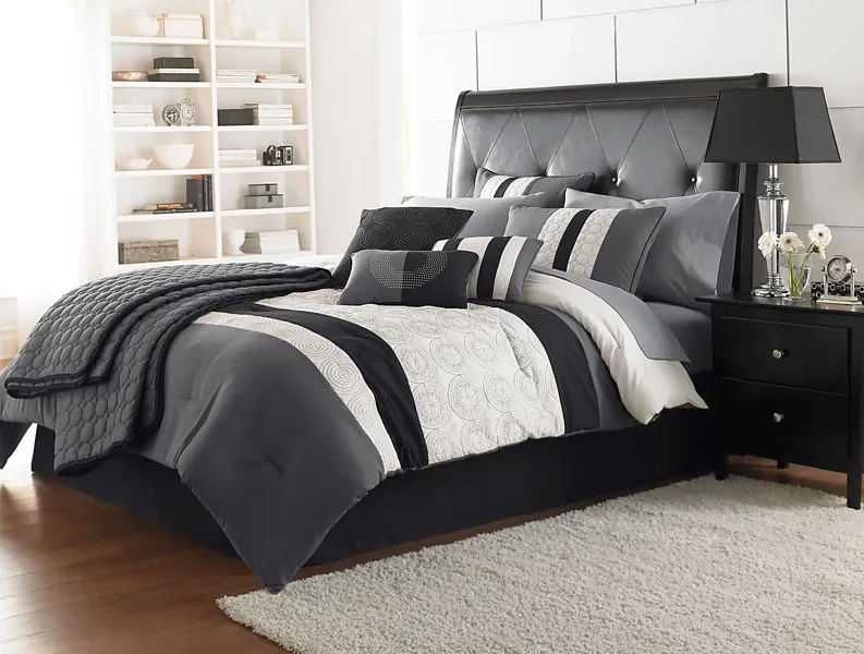 Darrah Black 7 Pc Queen Comforter Set