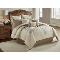 Edris Ivory 10 Pc King Comforter Set