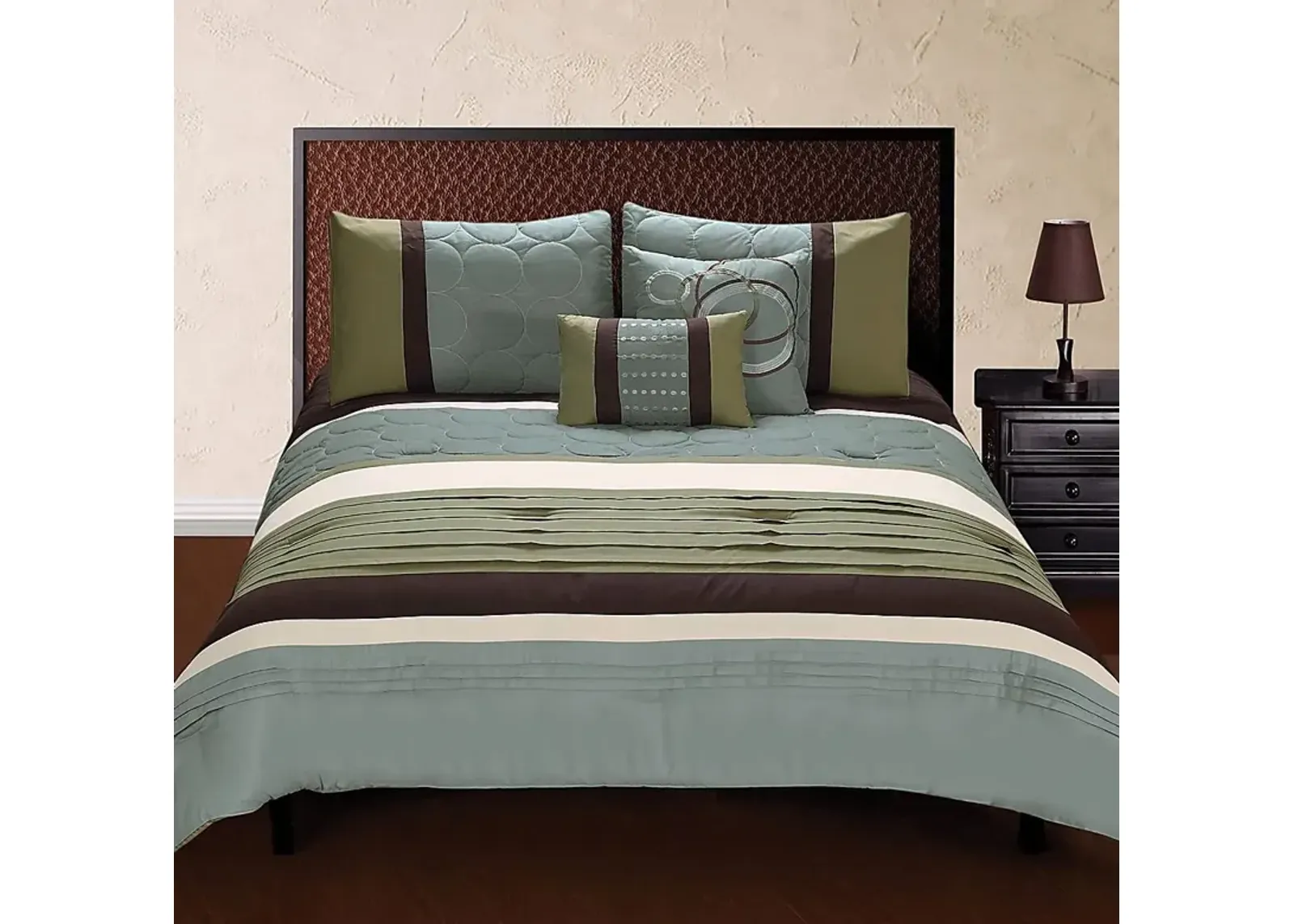 Diana Pointe Tan 5 Pc Queen Comforter Set