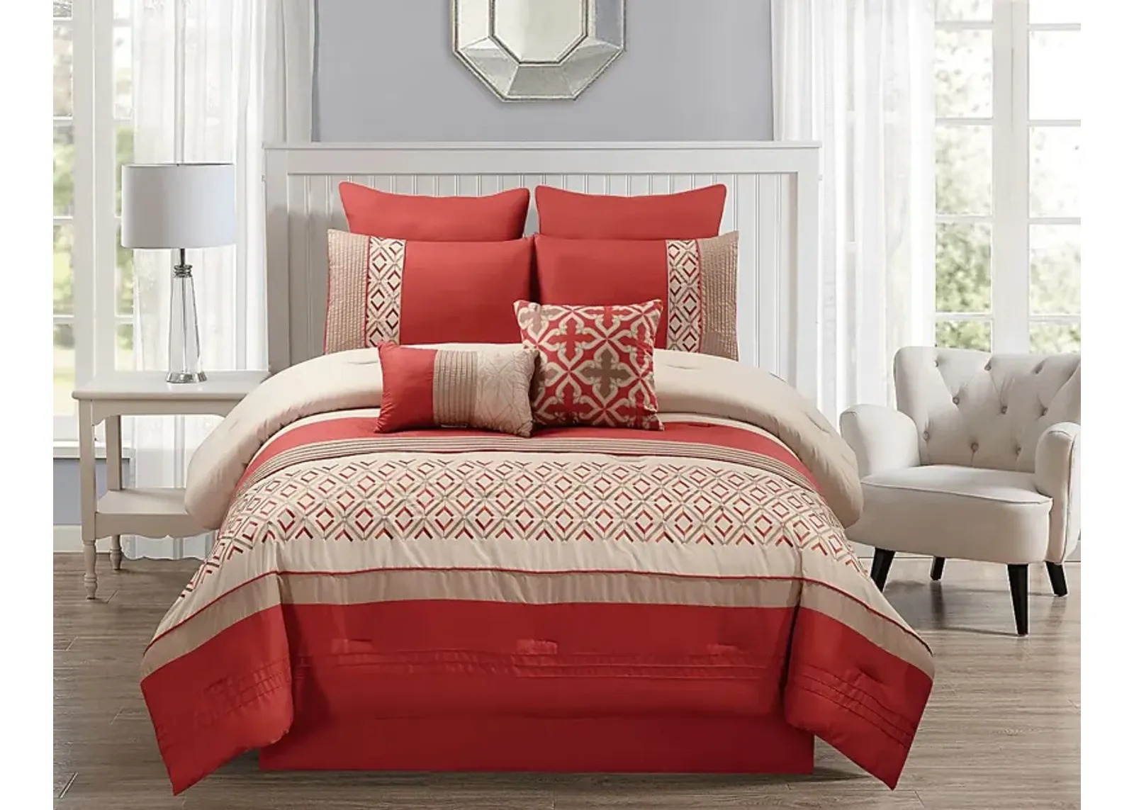 Estefani Orange 8 Pc King Comforter Set