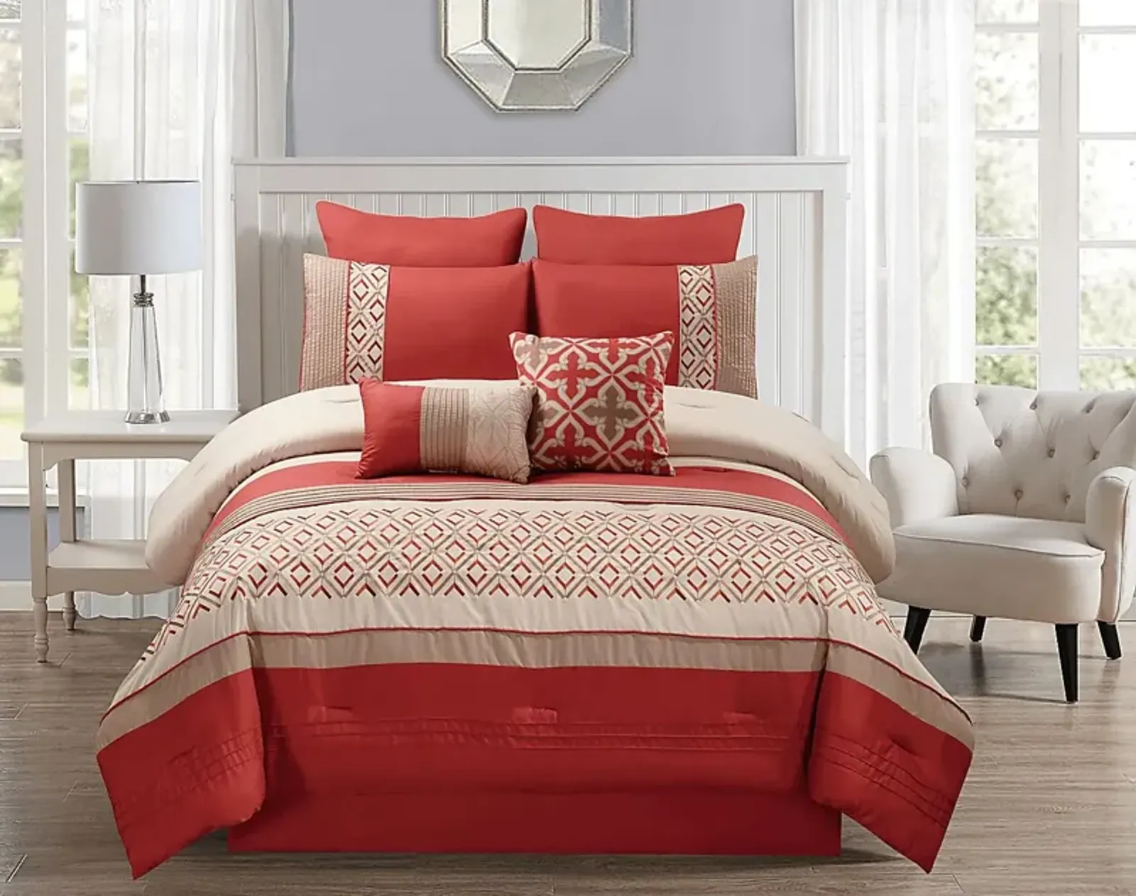 Estefani Orange 8 Pc King Comforter Set