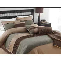 Mirdul Brown 7 Pc Queen Comforter Set