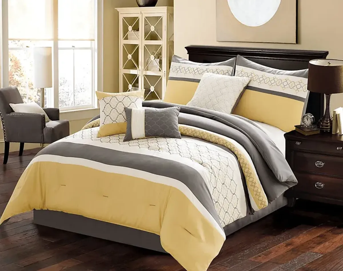 Alless Yellow 7 Pc King Comforter Set