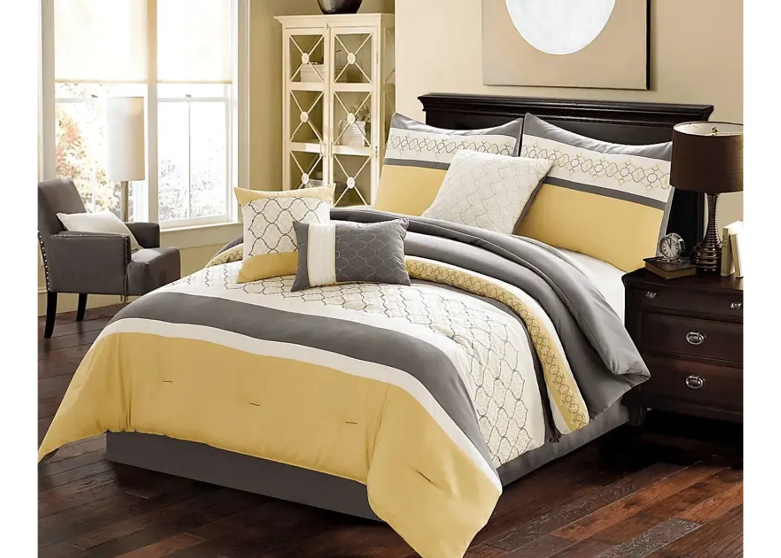 Alless Yellow 7 Pc Queen Comforter Set