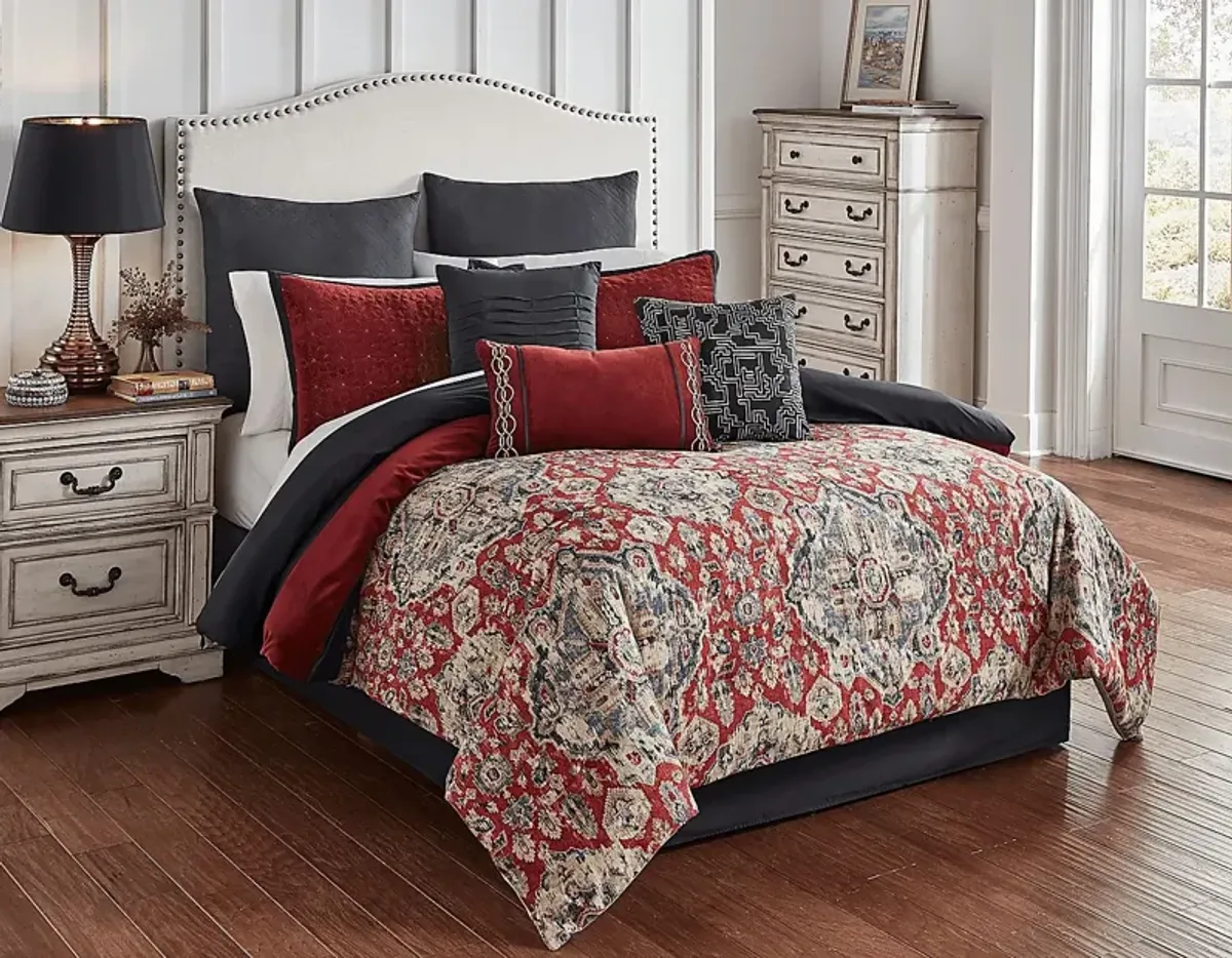 Kevlyn Red 10 Pc Queen Comforter Set