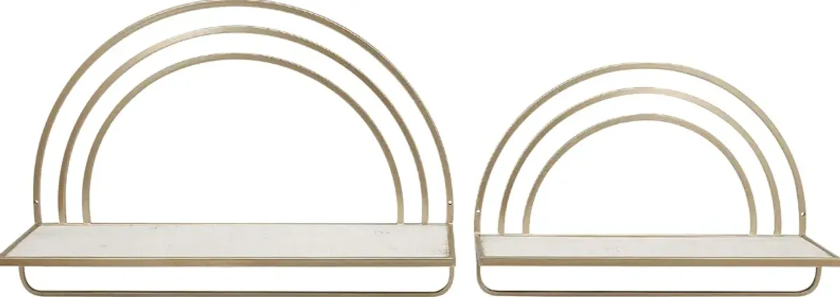 Telatha Gold Wall Shelf, Set of 2