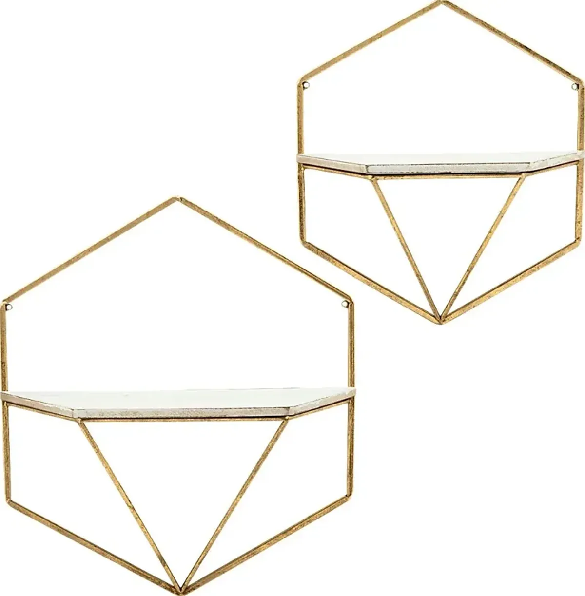 Parmenas Gold Wall Shelf, Set of 2