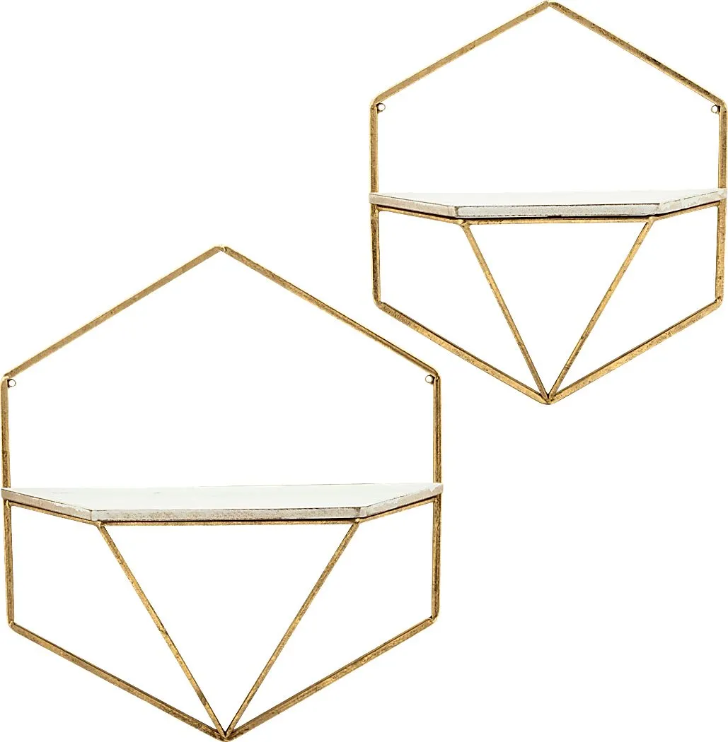 Parmenas Gold Wall Shelf, Set of 2