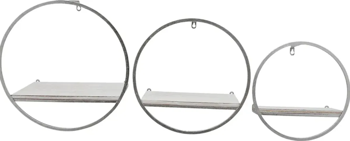 Olearry Silver Wall Shelf, Set of 3