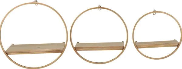 Olearry Bronze Wall Shelf, Set of 3
