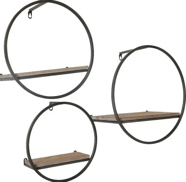 Olearry Brown Wall Shelf, Set of 3
