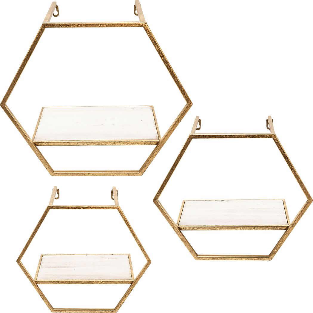 Midwoode Gold Wall Shelf, Set of 3