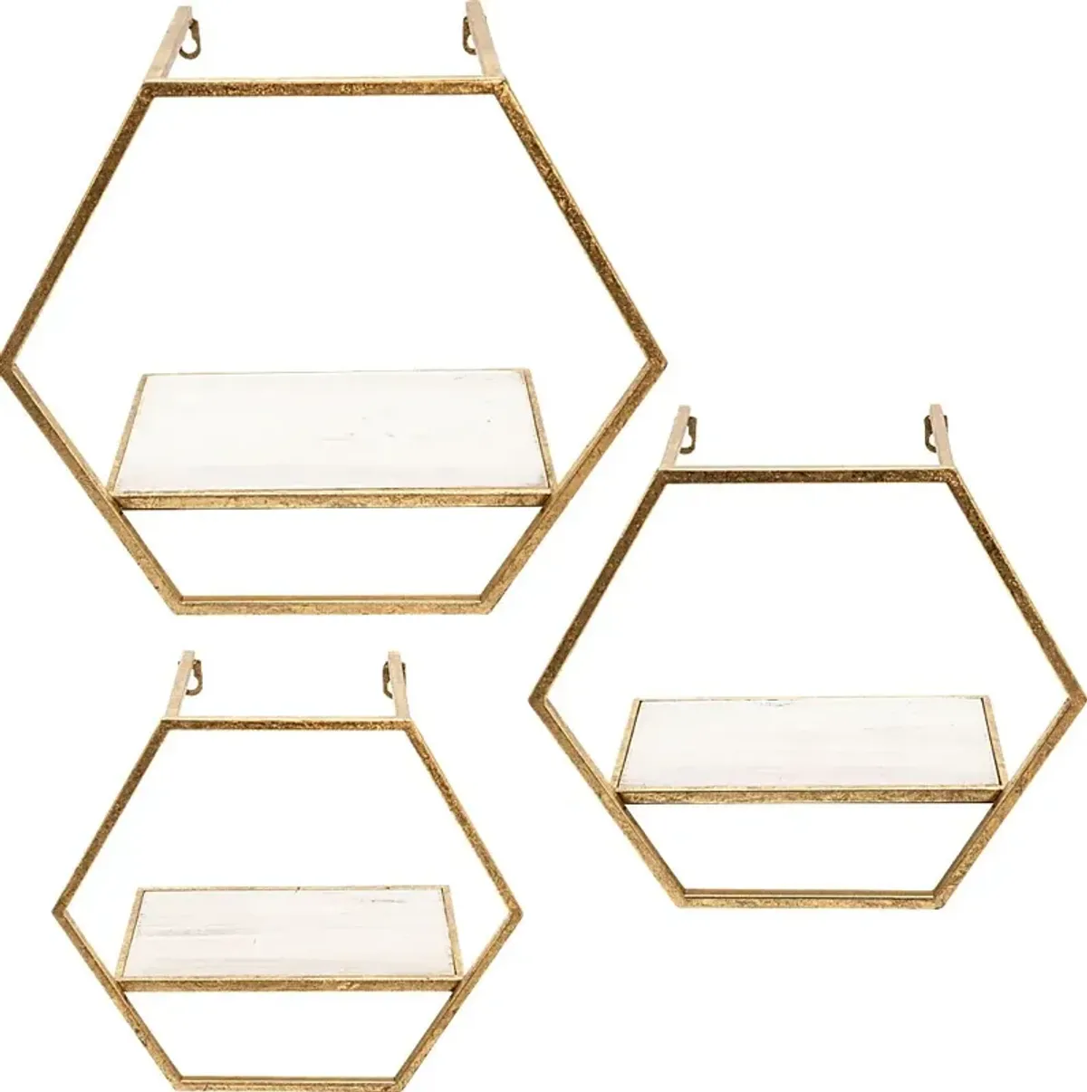 Midwoode Gold Wall Shelf, Set of 3