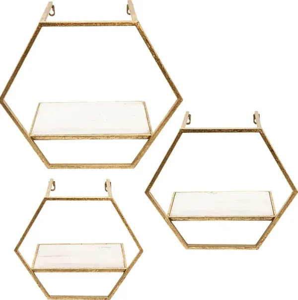 Midwoode Gold Wall Shelf, Set of 3
