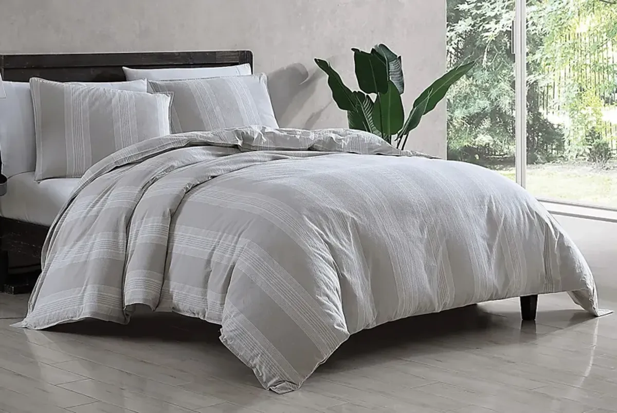 Graegle Gray Ivory 3 Pc Queen Comforter Set