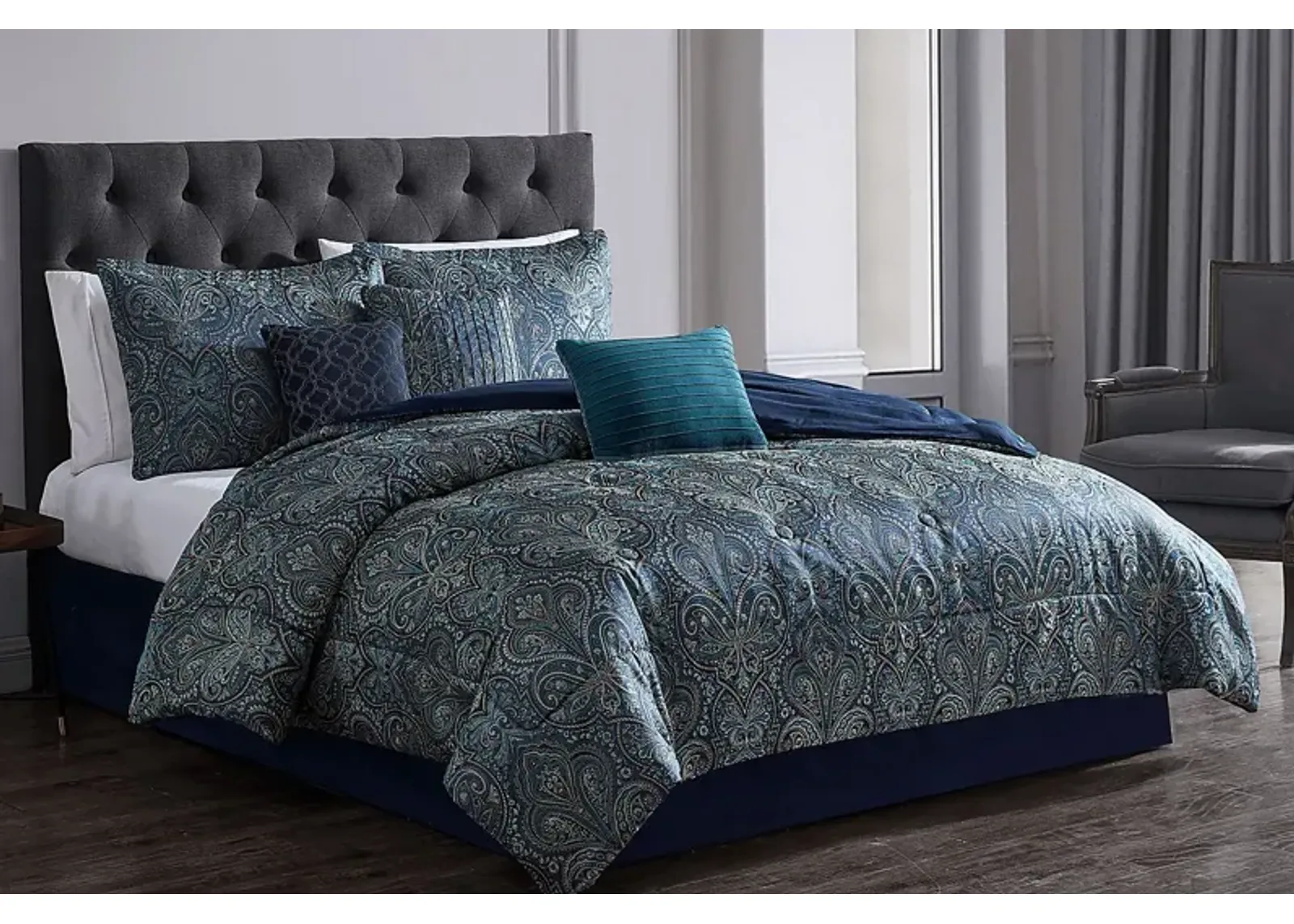 McKillop Teal 7 Pc Full/Queen Comforter Set