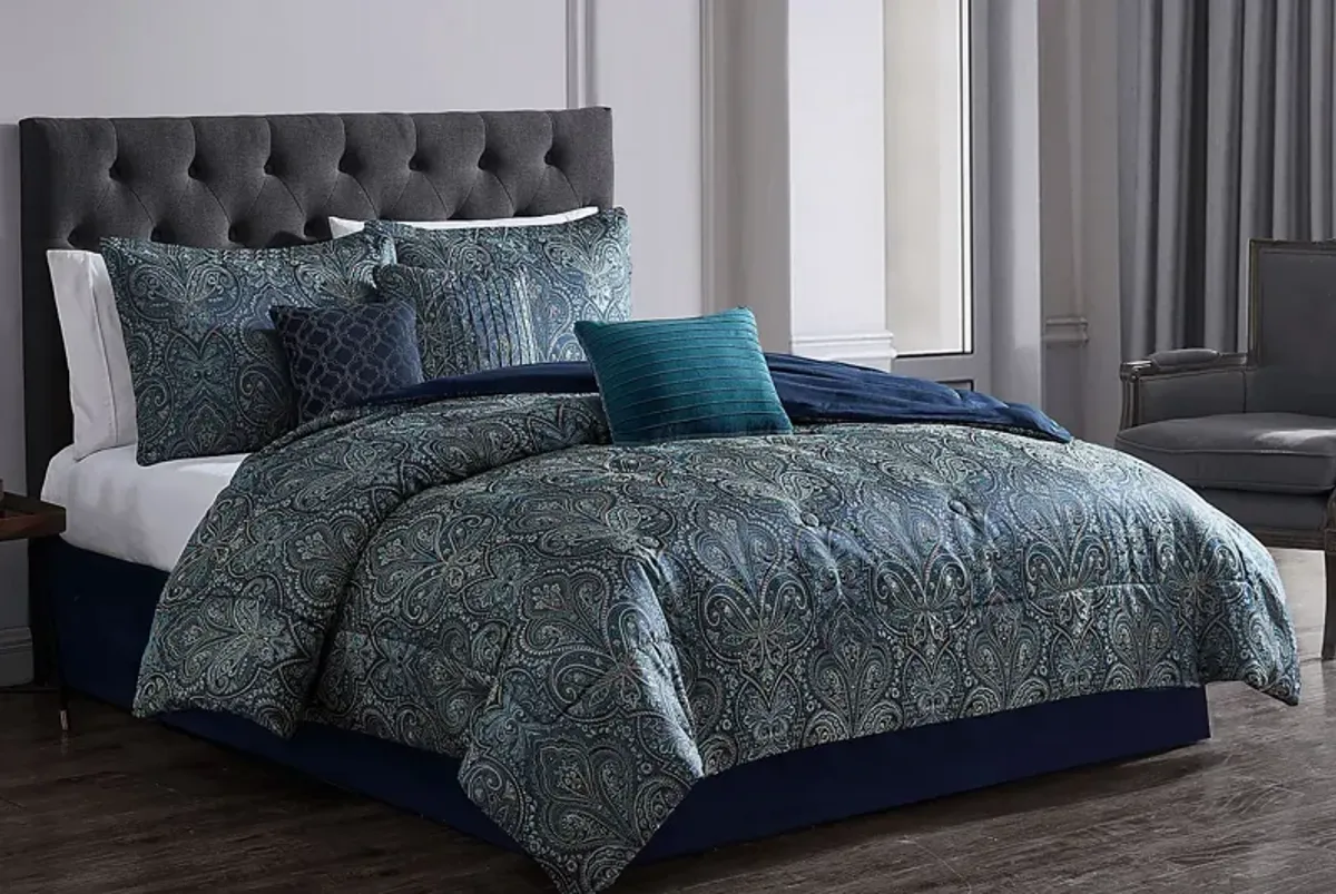 McKillop Teal 7 Pc Full/Queen Comforter Set