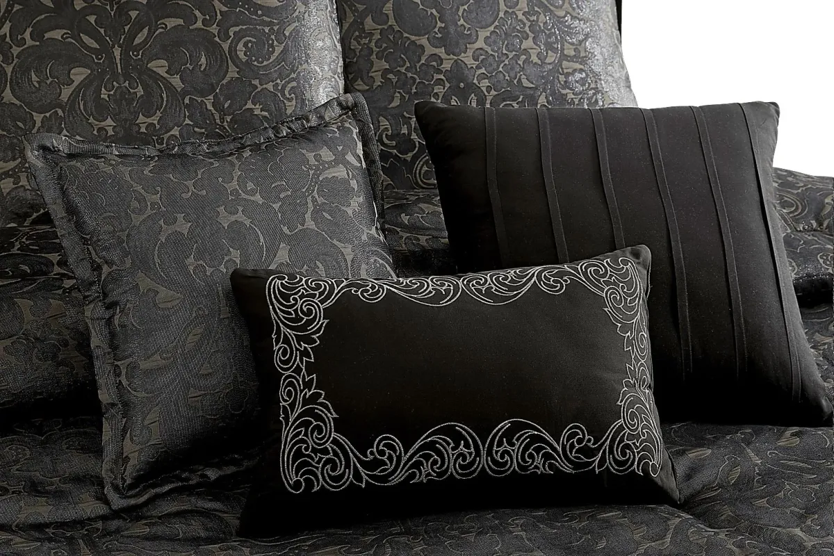 Meried Black 9 Pc Queen Comforter Set