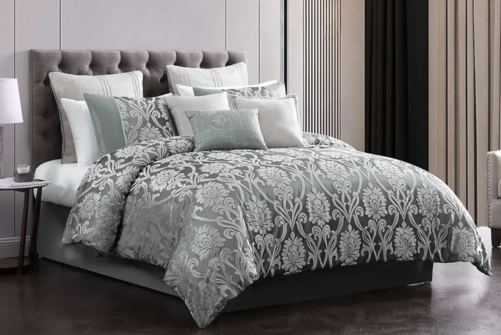 Montmood Gray 9 Pc Queen Comforter Set