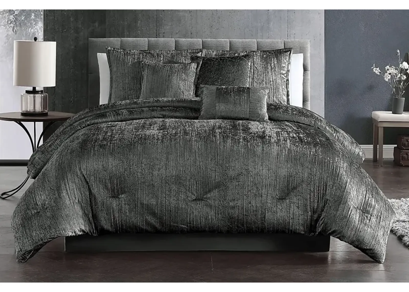 Recine Charcoal 7 Pc Queen Comforter Set