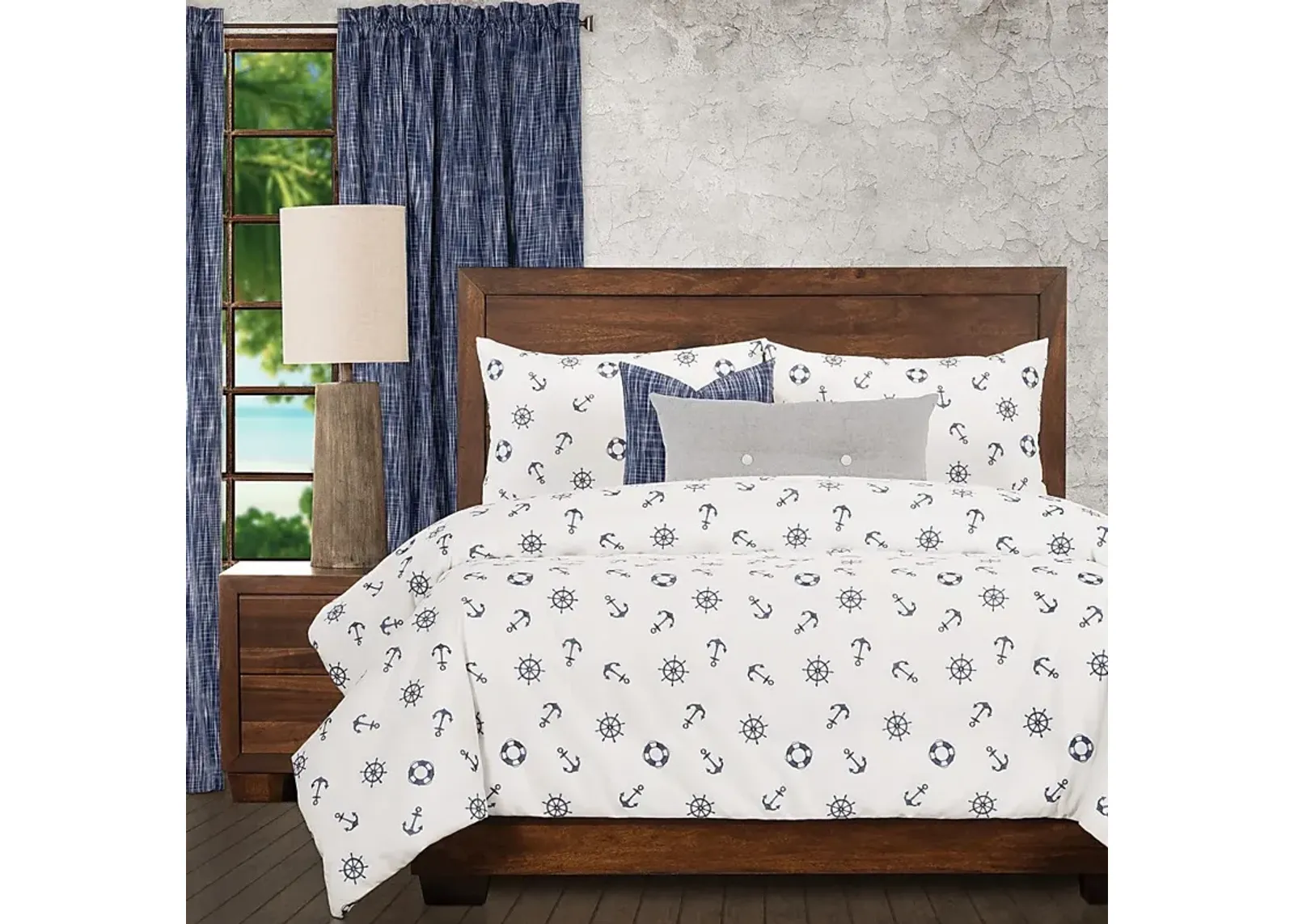 Welbourne Blue 6pc Queen Duvet Cover Set