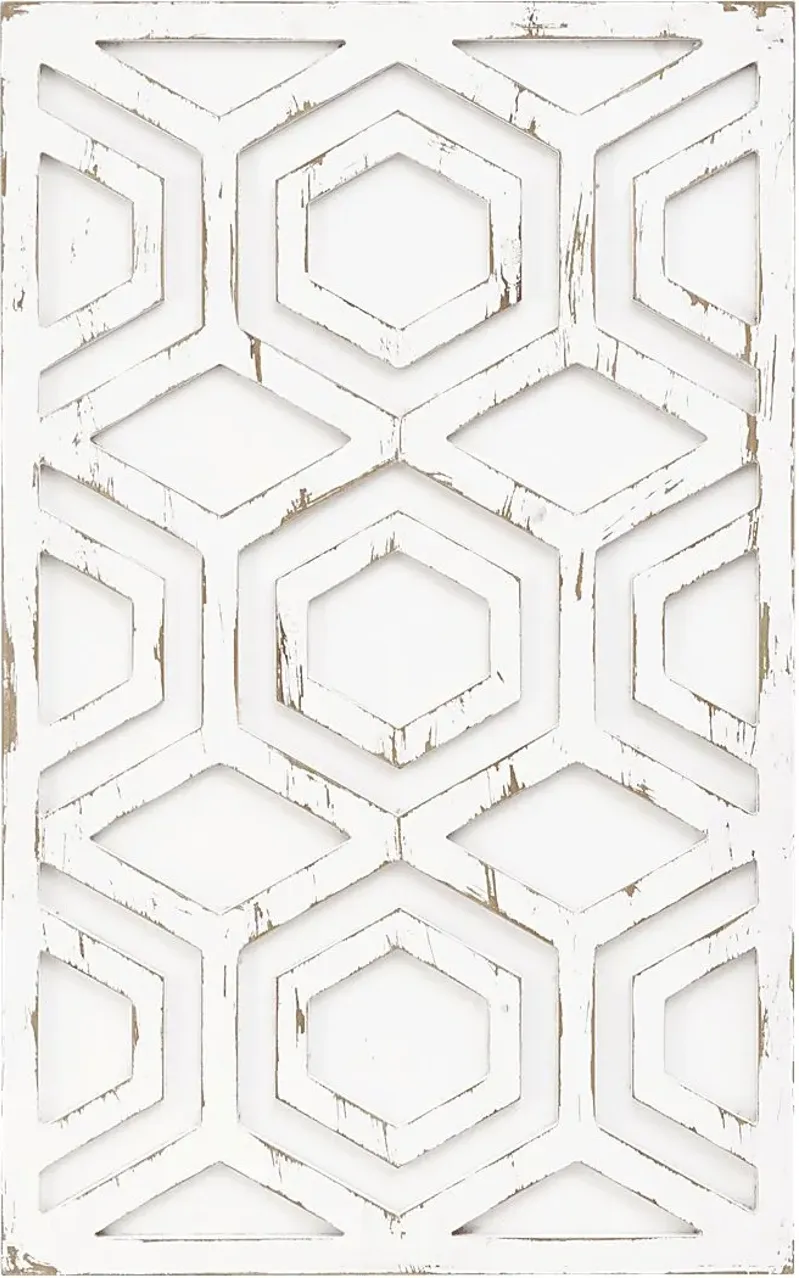 Amreheim White Wooden Wall Art with Pattern