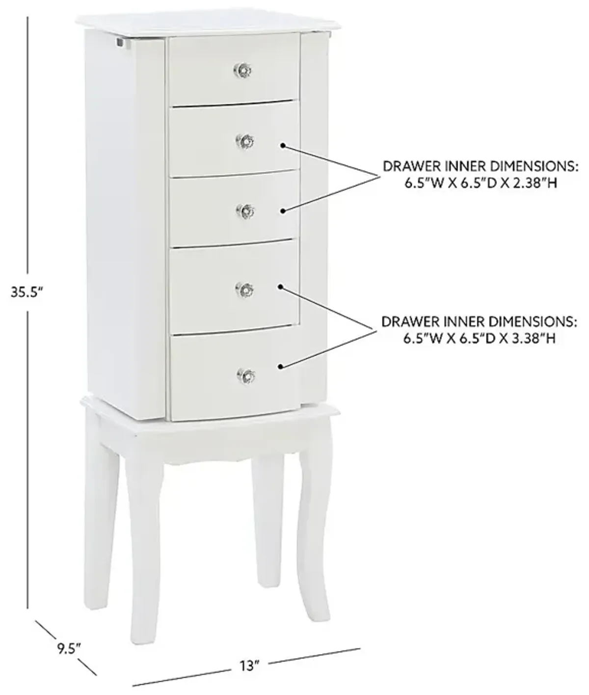 Howison White Jewelry Armoire