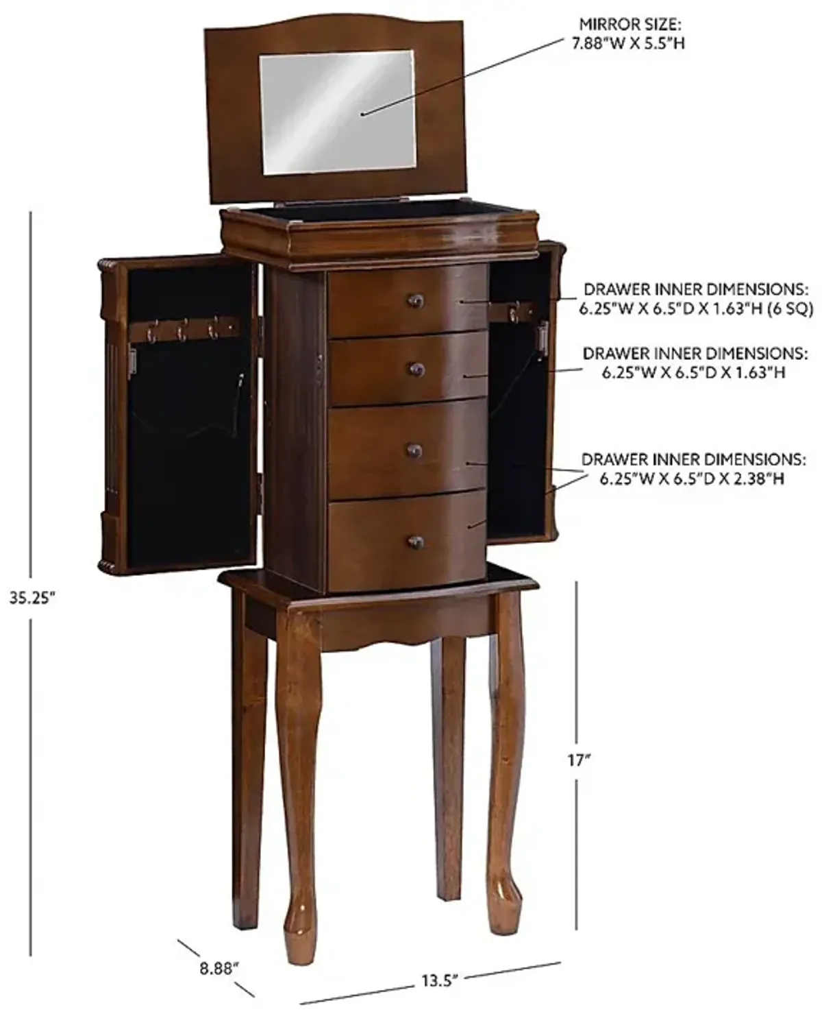 Lackyland Brown Jewelry Armoire