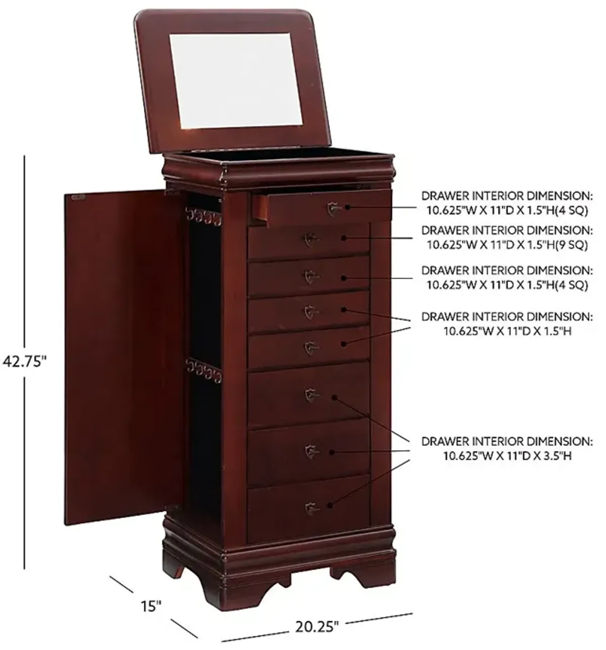 Klingle Cherry Jewelry Armoire