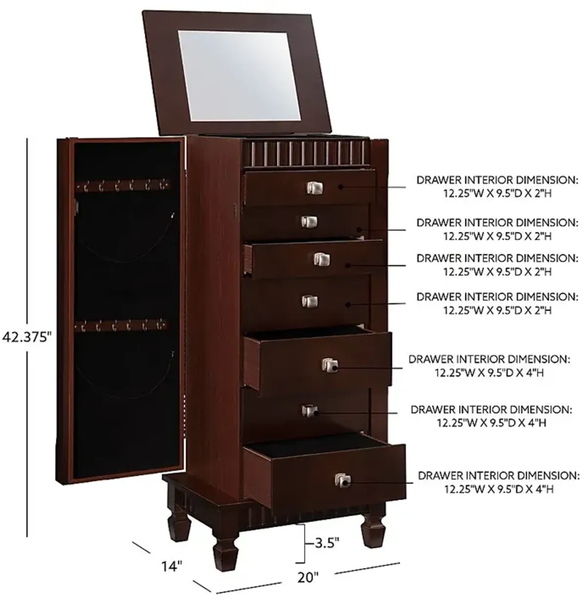 Kabrawa Brown Jewelry Armoire