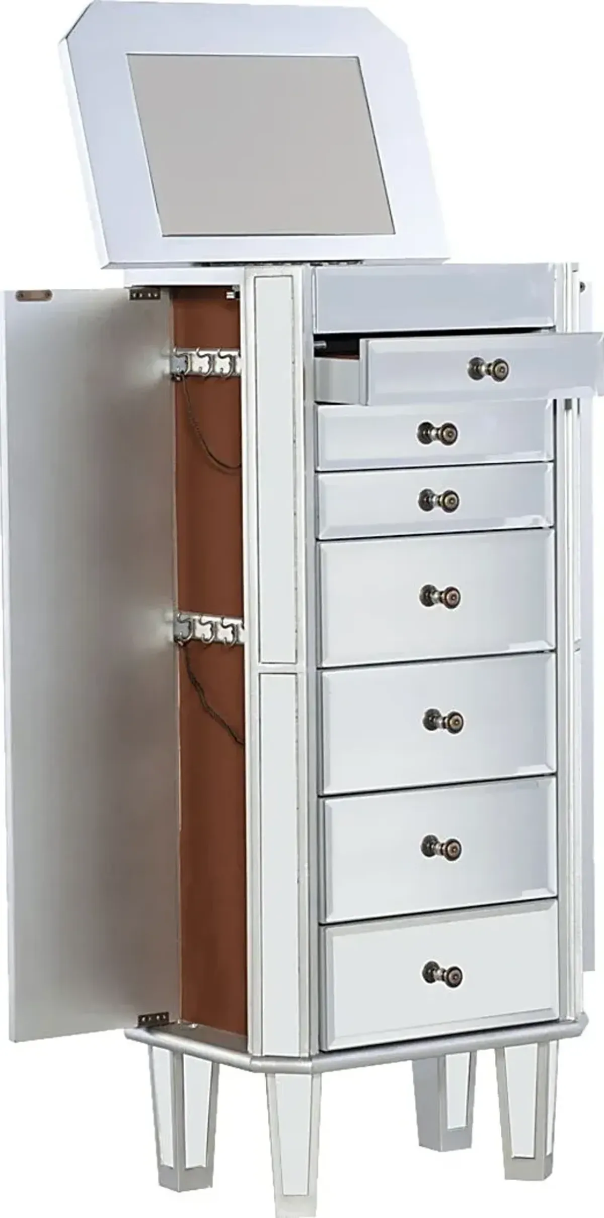 Hildreth Gray Mirrored Jewelry Armoire