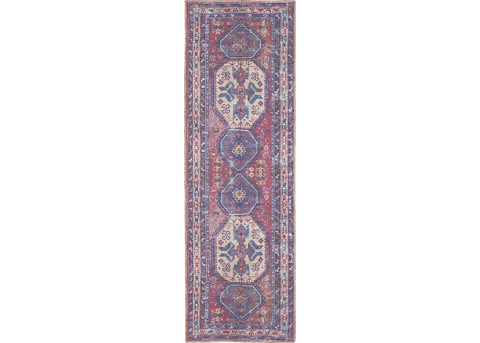 Arella Lynn Red/Navy 2' x 6'  Runner Rug