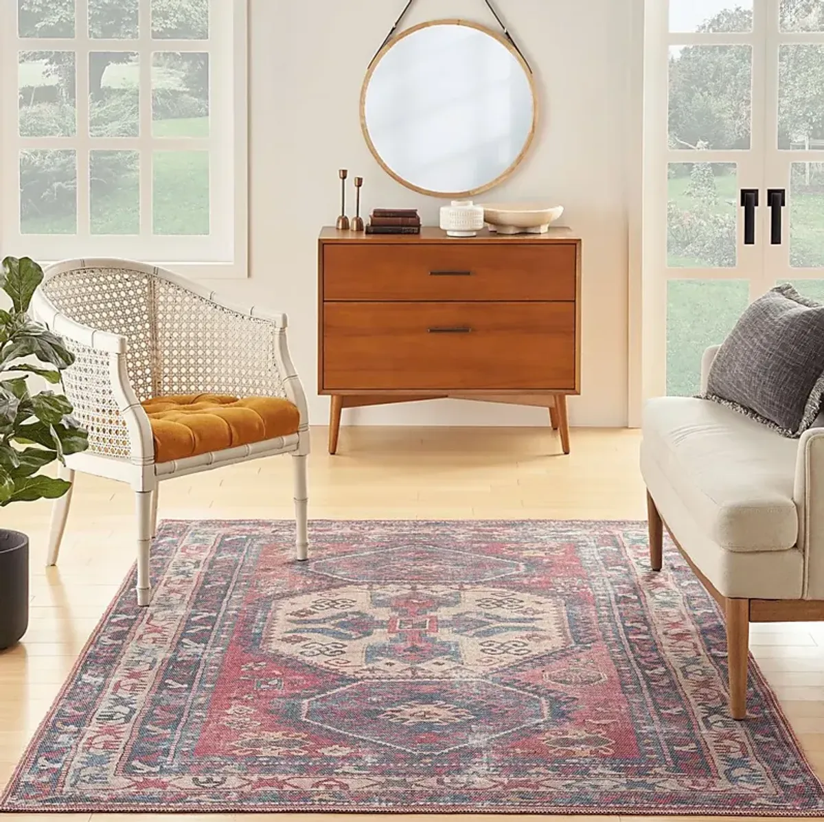 Arella Lynn Red/Navy 4' x 6'  Rug